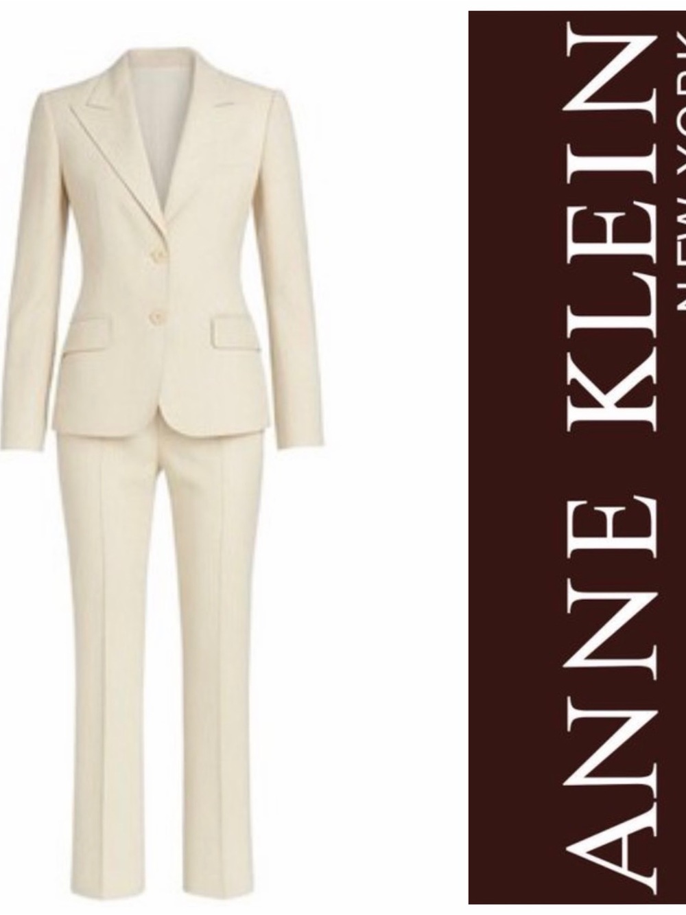 New!!Anne Klein Ivory Women's Two-Piece Pant Suit